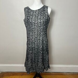 Sandra Darren Midi Dress Animal Print Pleated Sleeveless Casual Size 10